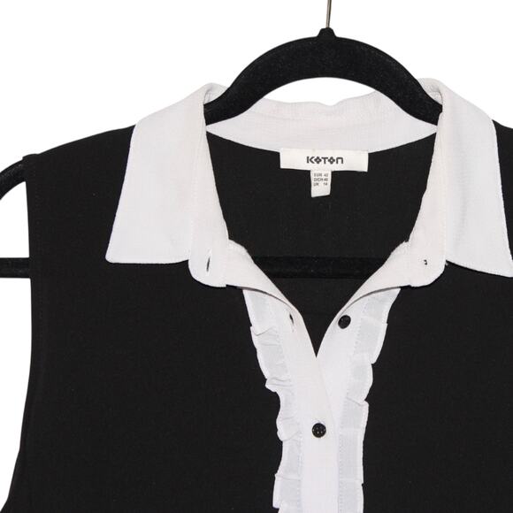 Black and White Ruffled Tank Top Size Medium - Picture 2 of 3